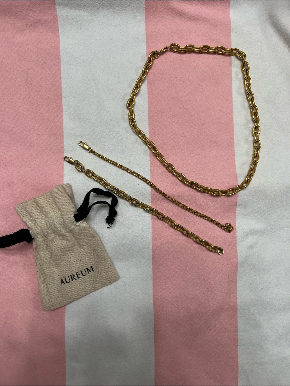 Aureum Gold-Tone Chain Necklace and Bracelets Set